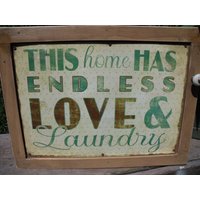 Blechschild Schrank-Wall Aufbewahrung-"This Home Has Endless Love & Laundry"-Hängende Hardware Und Anleitung Inkld-Medizinschrank/Gewürzschrank von anTiQues2uniQues