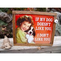 Blechschild-Schrank-Wandaufbewahrung-"Wenn Mein Hund Dich Nicht Mag, So Habe Ich "-Springer Spaniel-Mit Aufhängung Und Anleitung von anTiQues2uniQues