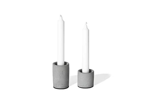 anaan High & Low Kerzenständer für Stabkerzen Teelichthalter aus Beton Design Tischdeko geometrisch Industrie modern skandinavisch deko (2er Set L + S) von anaan