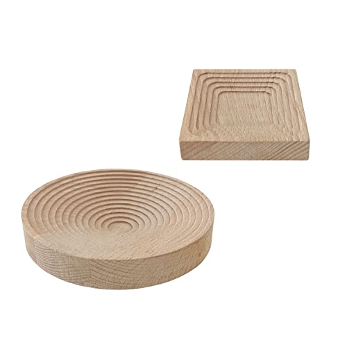 anaan Kare Holzteller 2 teilig Set Ablageschale Schlüsselschale Holz Schmucktablett Dekoschale Tablett rund rechteckig Design von anaan