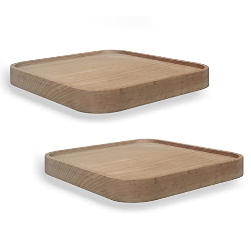 anaan Raft Wandregal viereckig Schweberegal Holz Kleine Regale Wandablagen Präsentation Deko Regal Pflanzenregal Holzregal Wandboard Hängeregal Wandbefestigung Wanddeko Design 2er Set (Quadrat 18cm) von anaan