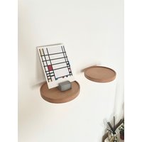 Anaan Coracle Floating Shelf Wood Round Wall Mounted Showcase Hanging Planter Storage Wooden Decoration Set Of 2 von anaanshop