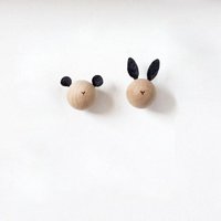 Anaan Zoo Kids Wall Hooks Wooden Natural Mounted Coat Hook Hanger Clothes Scarf Hat & Bag Bedroom Decoration Design Modern Set Of 2 von anaanshop