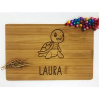 Frühstücksbrett Schildkröte Personalisiert Gravur Geschenk Frühstücksbrettchen Lasergravur Süßes Motiv von analoges