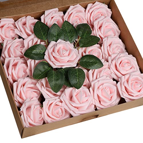 Anaoo Künstliche Rosen Blumen 25 Stück Kunstblumen Deko Schaumrosen Foamrosen Rosenköpfe Gefälschte Kunstrose Rose für DIY Geburtstagsdeko Hochzeitsdeko Blumensträuße Braut Dekoration, Rosa von Anaoo