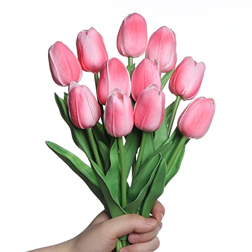 Anaoo Künstliche Tulpen aus Latex, Blumenstrauß, Braut, für Zuhause, Hochzeit, Party, Bürodekoration, Blumenarrangements, 12 Stück von Anaoo