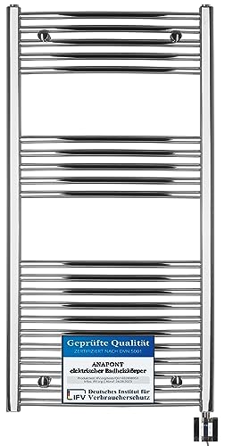 anapont elektrischer Badheizkörper - Chrom gebogen - Timer-Funktion - Handtuchheizkörper - Badheizung elektrisch - Handtuchheizung - Made in Germany von anapont