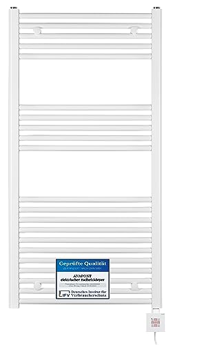 anapont elektrischer Badheizkörper 1175h x 600b - gerade - weiß - Timer-Funktion - Handtuchheizkörper - Badheizung elektrisch - Handtuchheizung - Made in Germany von anapont