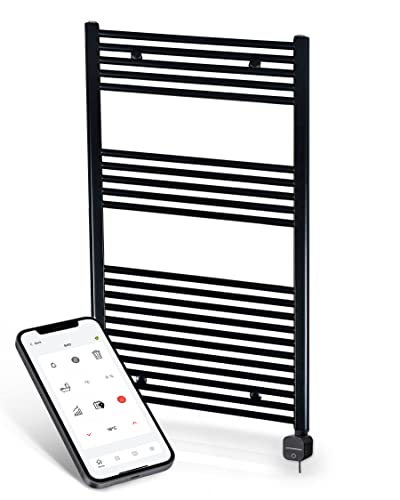 anapont elektrischer Badheizkörper 1175h x 600b schwarz - Zeitschaltuhr per APP programmierbar - Handtuchheizkörper - Badheizung elektrisch - Handtuchheizung - Made in Germany von anapont