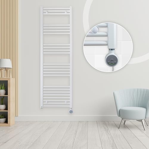 anapont elektrischer Badheizkörper mit Raumtemperaturregelung 1600h x 500b, weiß - Handtuchheizkörper mit Thermostat - Timer-Funktion - Badheizung elektrisch - Handtuchheizung - Made in Germany von anapont