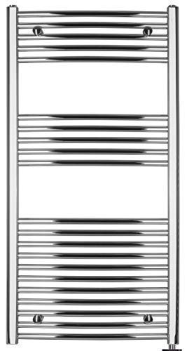 anapont elektrischer Badheizkörper - Chrom gebogen - mit AN/AUS - Schalter - Handtuchheizkörper - Badheizung elektrisch - Handtuchheizung - Made in Germany 1175h x 600b von anapont