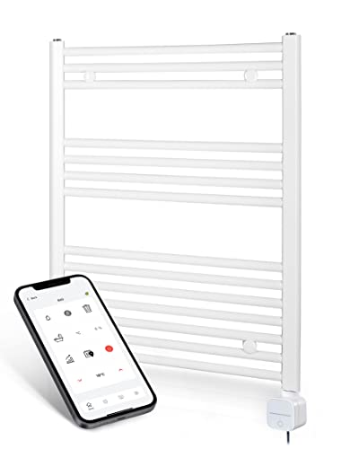 anapont elektrischer Badheizkörper - W-LAN WiFi steuerung per APP - Handtuchheizkörper - Badheizung elektrisch - Handtuchheizung - Made in Germany… - gerader Handtuchwärmer Weiß 775 × 600 mm von anapont