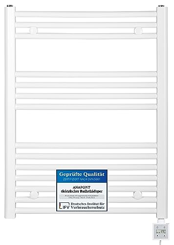 anapont elektrischer Badheizkörper 775h x 500b - Zeitschaltuhr - Timer-Funktion - gerade - weiß - Handtuchheizkörper - Badheizung elektrisch - Handtuchheizung - Made in Germany anapont elektrischer Badheizkörper 775h x 500b - Zeitschaltuhr - Timer-Funktion - gerade - weiß - Handtuchheizkörper - Badheizung elektrisch - Handtuchheizung - Made in Germany von anapont