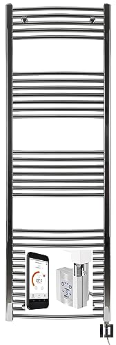 anapont elektrischer Badheizkörper - weiß/chrom- mit Appsteuerung - Handtuchheizkörper - Badheizung elektrisch - Handtuchheizung - Made in Germany (1775h x 500b, chrom/gebogen) von anapont