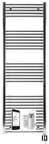 anapont elektrischer Badheizkörper - weiß/chrom- mit Appsteuerung - Handtuchheizkörper - Badheizung elektrisch - Handtuchheizung - Made in Germany (1775h x 600b, chrom/gerade) von anapont