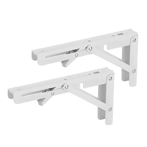 2PCS Klappkonsole Schwerlast 500mm, Klappwinkel 90 Grad, Scharniere Klappbar Winkel, Klappscharniere für Tischplatten Klapptisch Wand, Regalwinkel Regalträger für Küche Büro Tisch, weiß von anchak