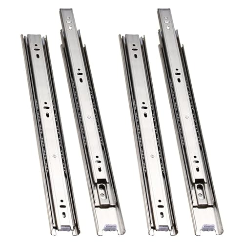 anchak 2 paar (4 Stück) 450 mm Rostfreier StahlSchubladenschienen, 3 Falten Teleskopauszug Schublade, Schubladenschienen Kugellager, für neue Schubladen von anchak