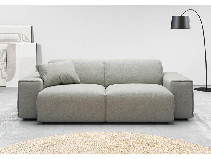 2,5-Sitzer ANDAS Glimminge auch in Breitcord, Feincord + Easy care-Bezug , silber, B:214cm H:71cm T:101cm, 96% Polyester, 4% Polyacryl, Sofas, besondere Kedernähte, Zierkissen von andas