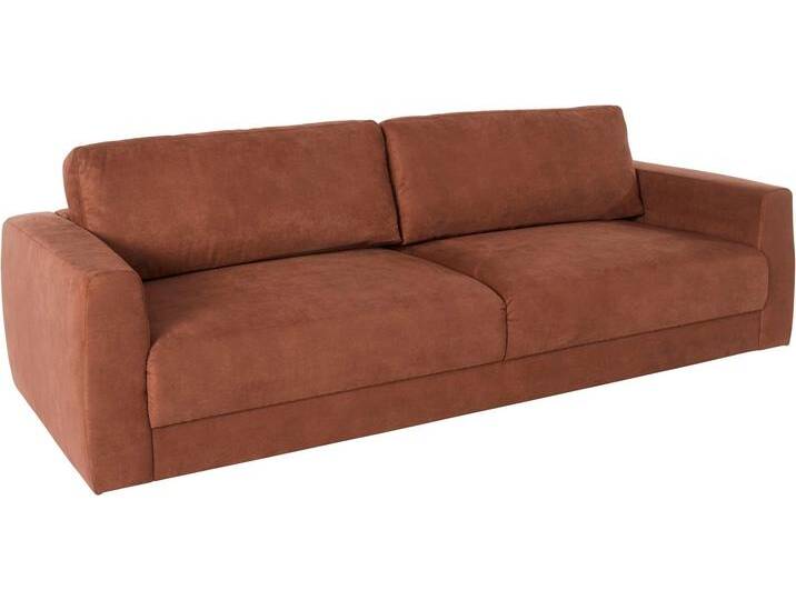 2,5-Sitzer ANDAS Hobro , braun (cognac), B:236cm H:80cm T:102cm, Luxus-Microfaser Lederoptik (100% Polyester), Struktur grob (100% Polyester), Samtoptik (100% Polyester), Sofas, in 3 Bezugsqualitäten in vielen Farben, Design by Morten Georgsen von andas