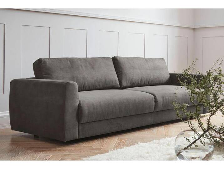 2,5-Sitzer ANDAS Hobro , grau (dunkelgrau), B:236cm H:80cm T:102cm, Luxus-Microfaser Lederoptik (100% Polyester), Struktur grob (100% Polyester), Samtoptik (100% Polyester), Sofas, in 3 Bezugsqualitäten in vielen Farben, Design by Morten Georgsen von andas