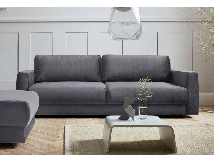 2,5-Sitzer ANDAS Hobro , grau (hellgrau), B:236cm H:80cm T:102cm, Luxus-Microfaser Lederoptik (100% Polyester), Struktur grob (100% Polyester), Samtoptik (100% Polyester), Sofas, in 3 Bezugsqualitäten in vielen Farben, Design by Morten Georgsen von andas