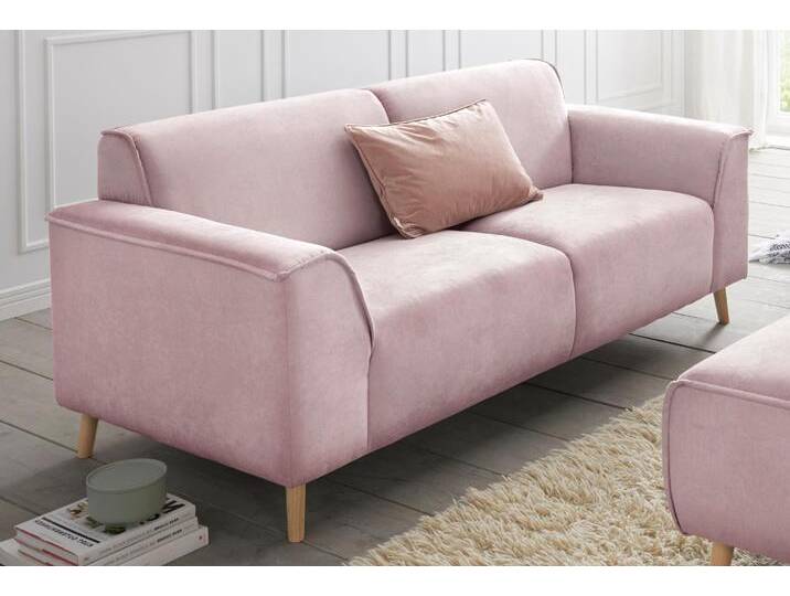2,5-Sitzer ANDAS Janek Scandic Design, elegant und zeitlos , rosa (flamingo), B:193cm H:81cm T:90cm, Struktur fein ( 100% Polyester);Struktur weich (92% Polyester, 8% Nylon);Struktur fein ( 100% Polyester), Sofas, mit Federkern und Keder in scandinavischem Design von andas