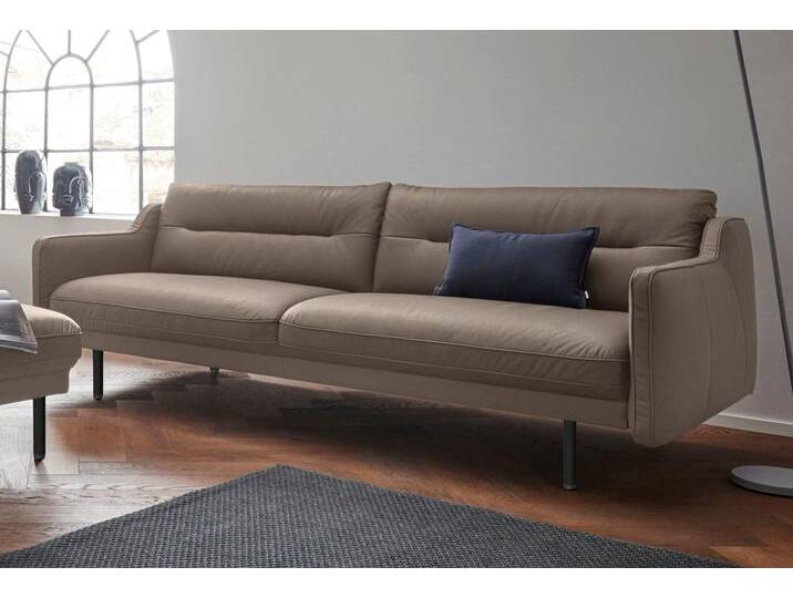 2,5-Sitzer ANDAS Nordfyn , grau (taupe), B:229cm H:81cm T:92cm, Struktur weich (100% Polyester);Luxus-Microfaser Lederoptik (100% Polyester);100% NaturLEDER, Sofas, edles Design in 3 Bezugsqualitäten, Design by Morten Georgsen von andas