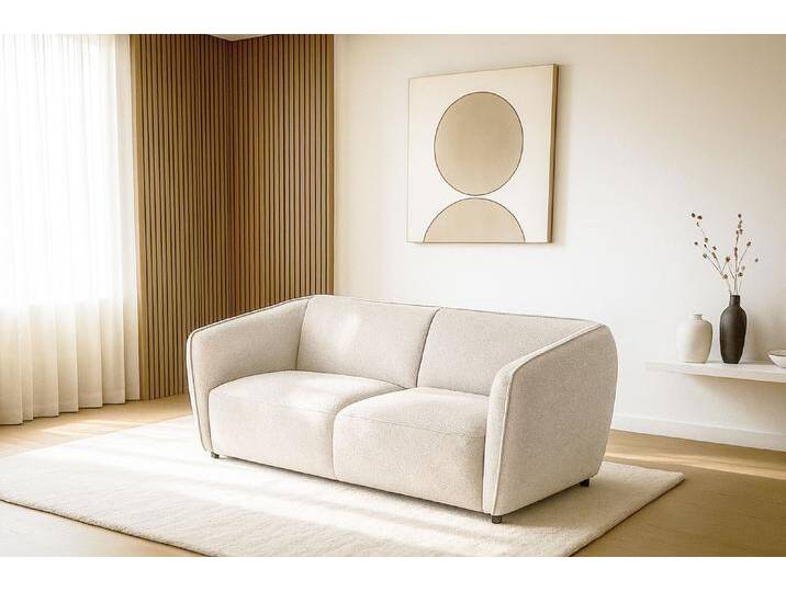 2,5-Sitzer ANDAS Ostrup , weiß (ivory), B:201cm H:73cm T:93cm, 100% Polyester, Sofas, schlichtes modernes Design, in verschiedenen Farben von andas