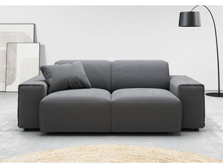 2-Sitzer ANDAS Glimminge auch in Breitcord + Feincord + Easy care-Bezug , grau (anthrazit), B:194cm H:71cm T:101cm, 100% Polyester, Sofas, besondere Kedernähte,, Zierkissen von andas