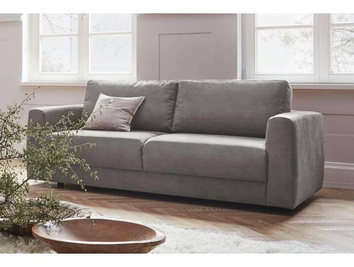 2-Sitzer ANDAS Hobro , grau, B:186cm H:80cm T:102cm, Luxus-Microfaser Lederoptik (100% Polyester), Struktur grob (100% Polyester), Samtoptik (100% Polyester), Sofas, in 3 Bezugsqualitäten in vielen Farben, Design by Morten Georgsen von andas