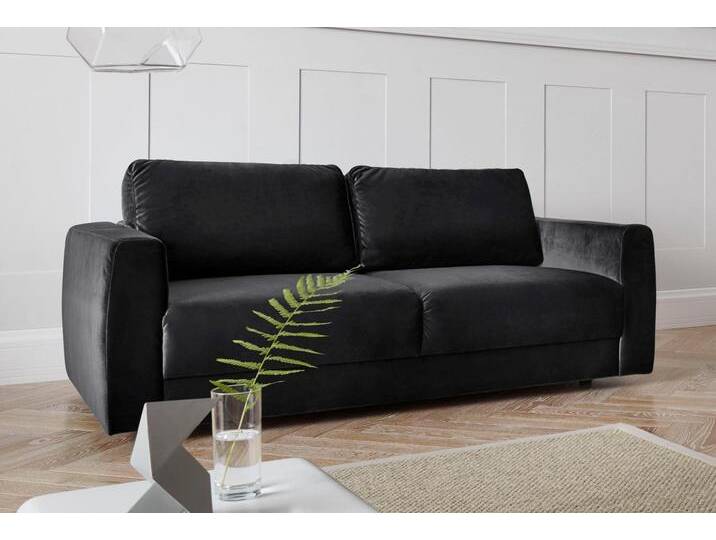 2-Sitzer ANDAS Hobro , schwarz, B:186cm H:80cm T:102cm, Luxus-Microfaser Lederoptik (100% Polyester), Struktur grob (100% Polyester), Samtoptik (100% Polyester), Sofas, in 3 Bezugsqualitäten in vielen Farben, Design by Morten Georgsen von andas