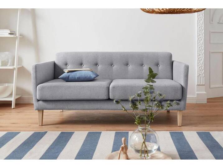 2-Sitzer ANDAS Raadal , grau (hellgrau), B:161cm H:74cm T:84cm, Luxus-Microfaser weich (100% Polyester), Samtoptik (100% Polyester), Struktur (100% Polyester), Struktur fein (100% Polyester), Sofas, in geradliniger skandinavischer Optik, Design by Morten Georgsen von andas