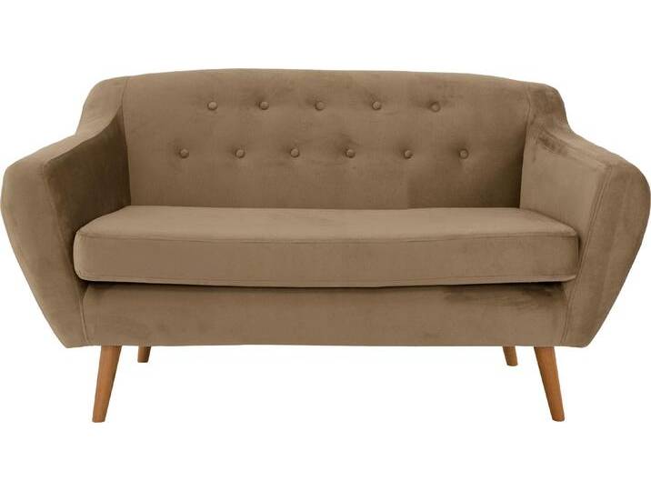 2-Sitzer Sofa, Leder Belfast, Beige, 128×73×78 cm, Mit Heftung, Skandinavisch, Andas von Home-affaire