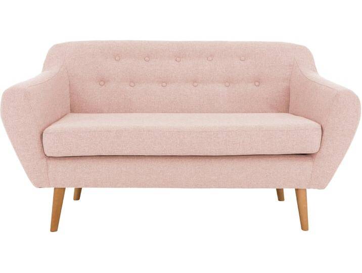2-Sitzer ANDAS Renne , rosa (rosé), B:128cm H:78cm T:73cm, Leder Belfast (echtes Rindsleder), Sofas, mit Heftung im Rücken im skandinavischem Stil von andas