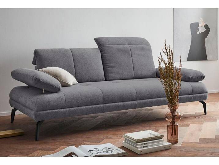 2-Sitzer ANDAS Stenlille , grau (anthrazit), B:212cm H:83cm T:107cm, Struktur weich (100% Polyester), Struktur grob (100% Polyester), 100% NaturLEDER, Sofas, incl. Sitztiefen-, Kopfteil- und Armteilverstellung von andas