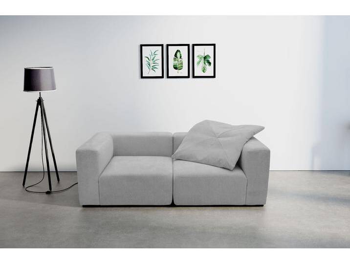 2-Sitzer ANDAS Utvik bestehend aus 2 Eckelementen , grau (hellgrau), B:216cm H:69cm T:108cm, 100%Polyester, Sofas, bestehend aus einzelnen Modulen für individuelle Zusammenstellung von andas