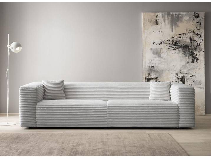 3-Sitzer ANDAS BAKELS, Couch in Cord oder Boucle-Stoff, Sofa im modernen Design , grau (hellgrau), B:275cm H:66cm T:101cm, Sofas, bequemer Sitzkomfort,in 2 Stoffen und 8 Farben lieferbar von andas