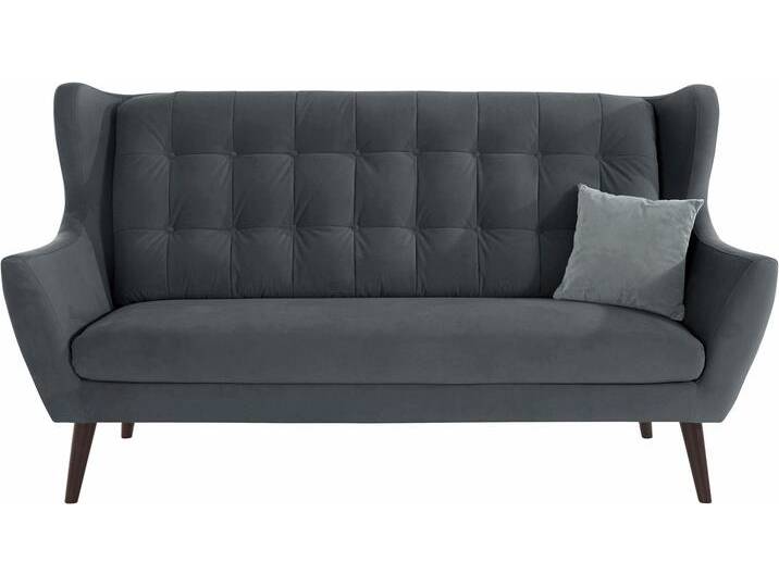 3-Sitzer ANDAS Hemmink , grau (graphit, grau), B:197cm H:107cm T:94cm, Samtvelours (100% Polyester), Luxus-Microfaser (100% Polyester), Struktur (94% Polyester, 6% Polyacryl), Sofas, mit Knopfheftung von andas