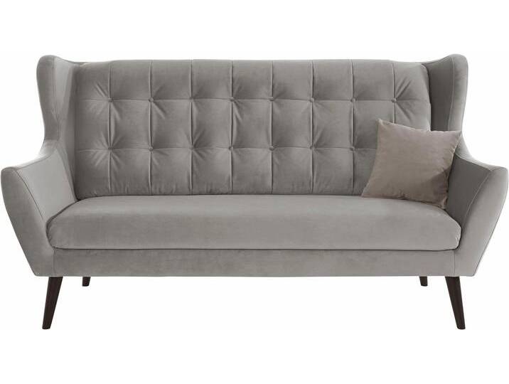 3-Sitzer ANDAS Hemmink , grau (grau, hellgrau), B:197cm H:107cm T:94cm, Samtvelours (100% Polyester), Luxus-Microfaser (100% Polyester), Struktur (94% Polyester, 6% Polyacryl), Sofas, mit Knopfheftung von andas