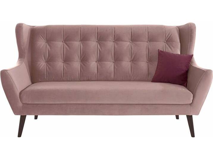 3-Sitzer ANDAS Hemmink , rosa (altrosa, bordeaux), B:197cm H:107cm T:94cm, Samtvelours (100% Polyester), Luxus-Microfaser (100% Polyester), Struktur (94% Polyester, 6% Polyacryl), Sofas, mit Knopfheftung von andas