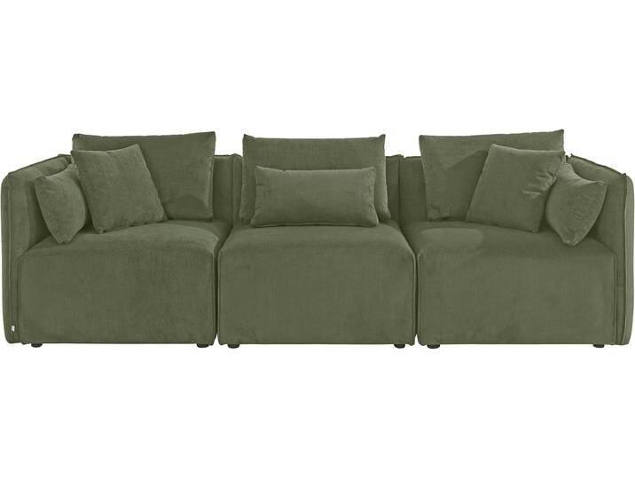 3-Sitzer ANDAS Nöre , grün (dunkelgrün), B:262cm H:86cm T:90cm, 92% Polyester, 8% Polyamid, Sofas, 3 Teile, in vielen Bezugsqualitäten und Farben s. auch Nöre von andas