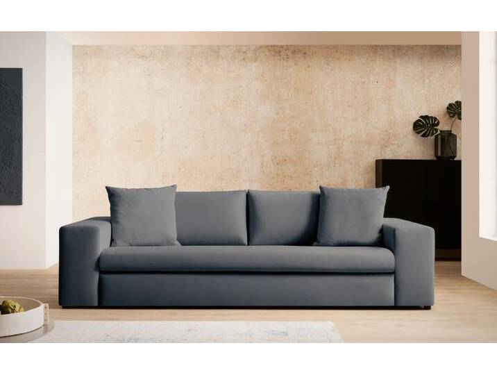 3-Sitzer ANDAS SLEETLAND XXL in Samtvelours oder Vintage-Leder-Optik , grau (anthrazit), B:270cm H:72cm T:113cm, Sofas, besonders groß und bequem von andas
