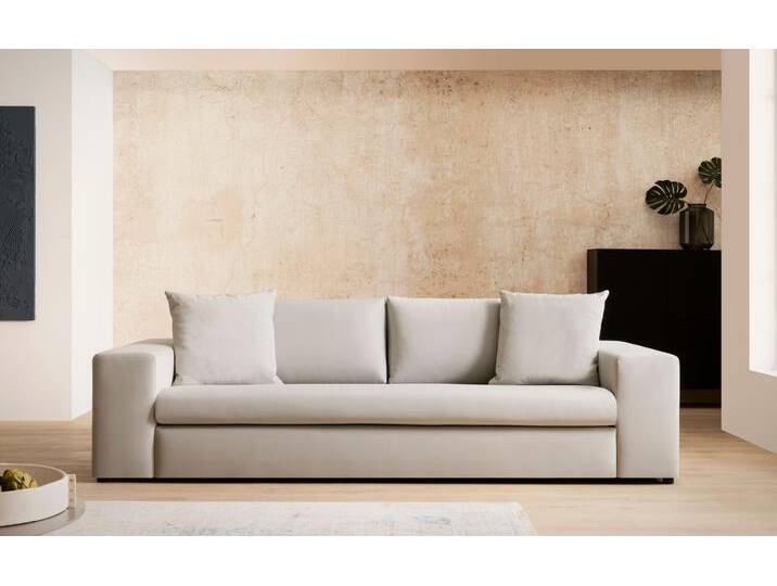 3-Sitzer ANDAS SLEETLAND XXL in Samtvelours oder Vintage-Leder-Optik , lila (pearl), B:270cm H:72cm T:113cm, Sofas, besonders groß und bequem von andas