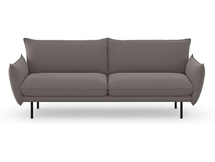 3-Sitzer ANDAS Stine , grau (hellgrau), B:226cm H:86cm T:86cm, Struktur (100% Polyester), Struktur weich (85% Polyester/15% Nylon), Samtoptik (100% Polyester), Sofas, Besonderes Design durch Kissenoptik und Keder, by Morten Georgsen von andas