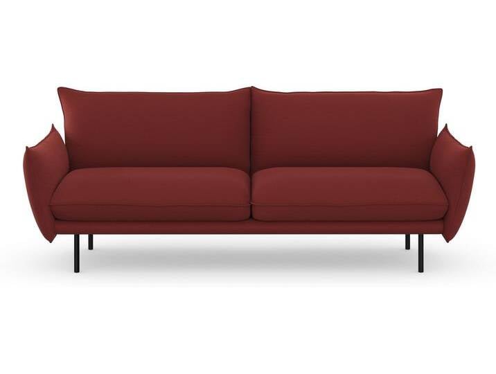 3-Sitzer ANDAS Stine , rot (dunkelrot), B:226cm H:86cm T:86cm, Struktur (100% Polyester), Struktur weich (85% Polyester/15% Nylon), Samtoptik (100% Polyester), Sofas, Besonderes Design durch Kissenoptik und Keder, by Morten Georgsen von andas