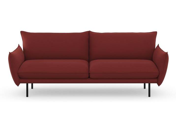 3-Sitzer ANDAS Stine , rot (dunkelrot), B:226cm H:86cm T:86cm, Struktur (100% Polyester), Struktur weich (85% Polyester/15% Nylon), Samtoptik (100% Polyester), Sofas, Besonderes Design durch Kissenoptik und Keder, by Morten Georgsen von andas