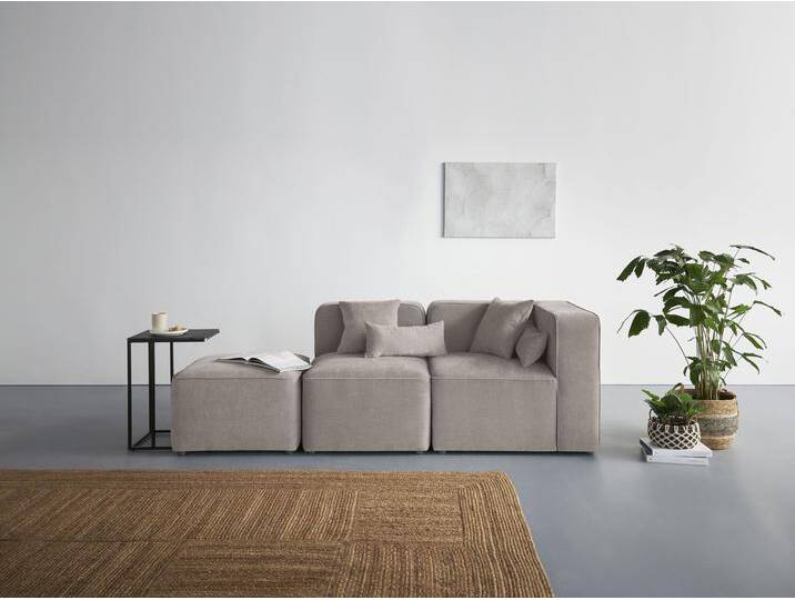 3-Sitzer ANDAS Sundstrup , grau (taupe), B:233cm H:76,5cm T:93cm, 100% Polyester, Sofas, Modulserie, individuelle Zusammenstellung von andas