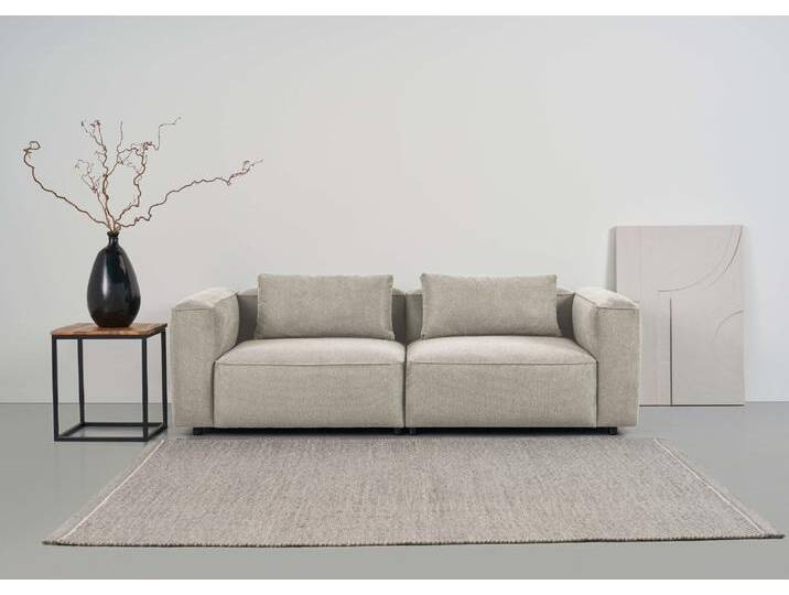 3-Sitzer ANDAS Tvinnet , beige (cream), B:228cm H:73cm T:106cm, 94% PES 6% NY, Sofas, Breite 228 cm, extra tiefe Sitzfläche, kubisches Sitzvergnügen von andas