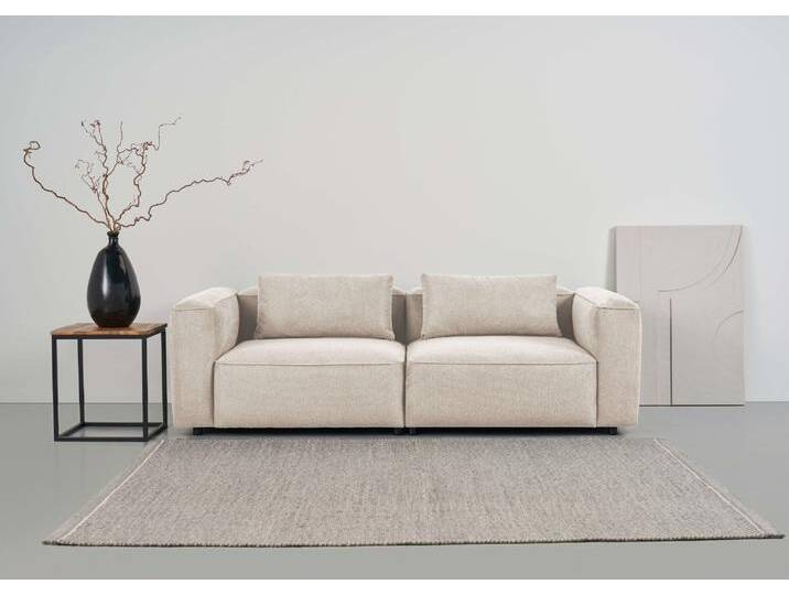 3-Sitzer ANDAS Tvinnet , beige (natur), B:228cm H:73cm T:106cm, 94% PES 6% NY, Sofas, Breite 228 cm, extra tiefe Sitzfläche, kubisches Sitzvergnügen von andas
