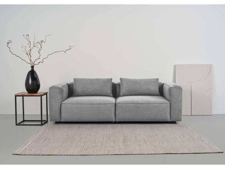 3-Sitzer ANDAS Tvinnet , grau, B:228cm H:73cm T:106cm, 94% PES 6% NY, Sofas, Breite 228 cm, extra tiefe Sitzfläche, kubisches Sitzvergnügen von andas